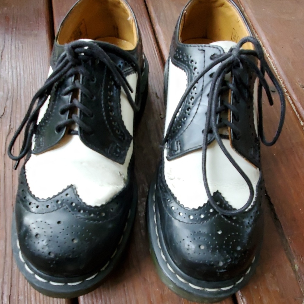Doc Martens Black White Oxfords  8.5 Womens Wide